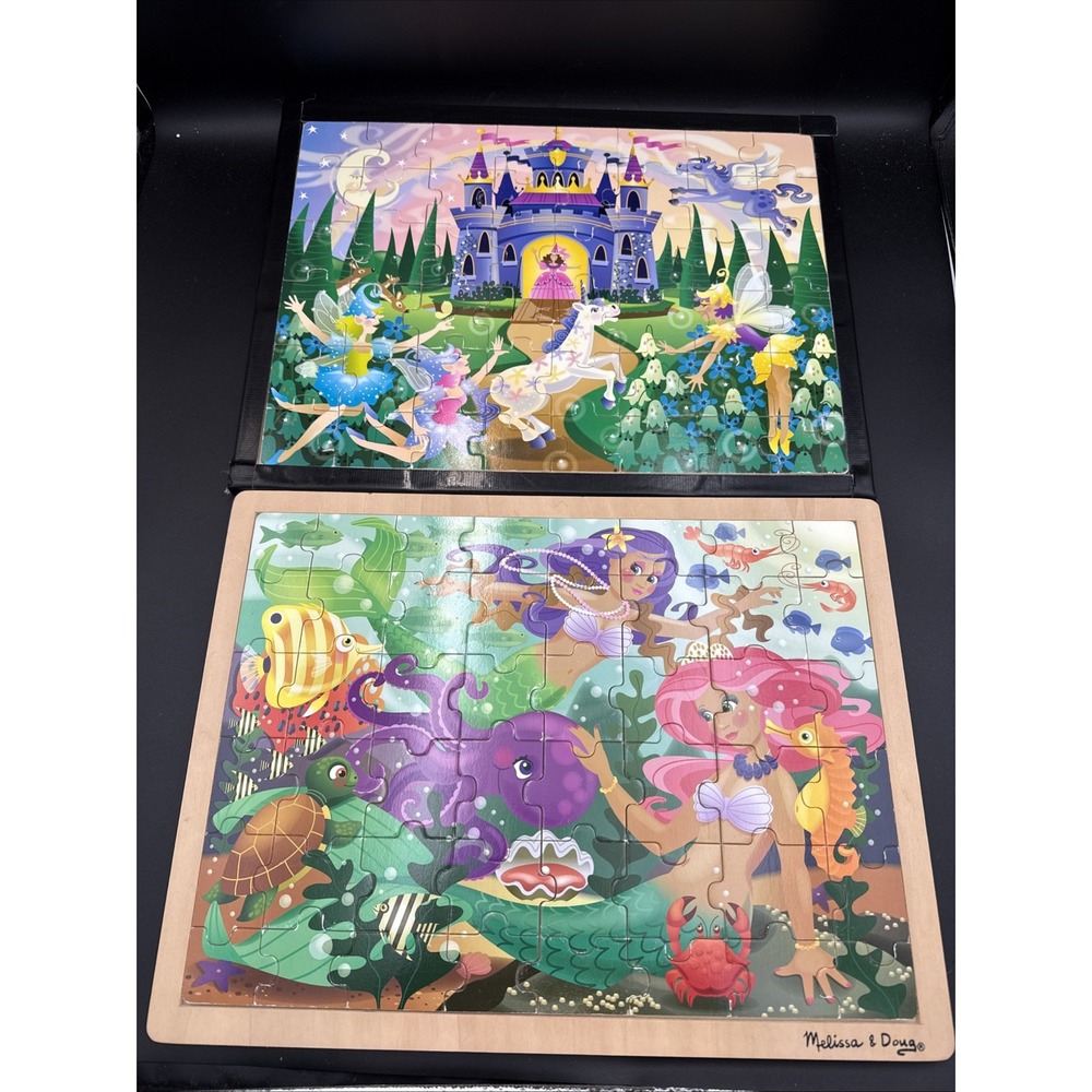 2 Melissa & Doug Wooden Jigsaw Puzzle, 48 Pieces, Mermaids Princess